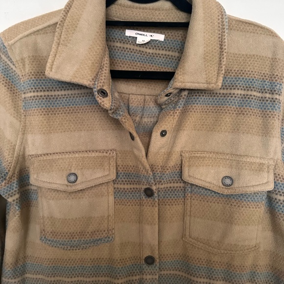 O'Neill Tan and Blue Fleece Shacket - Picture 4 of 6